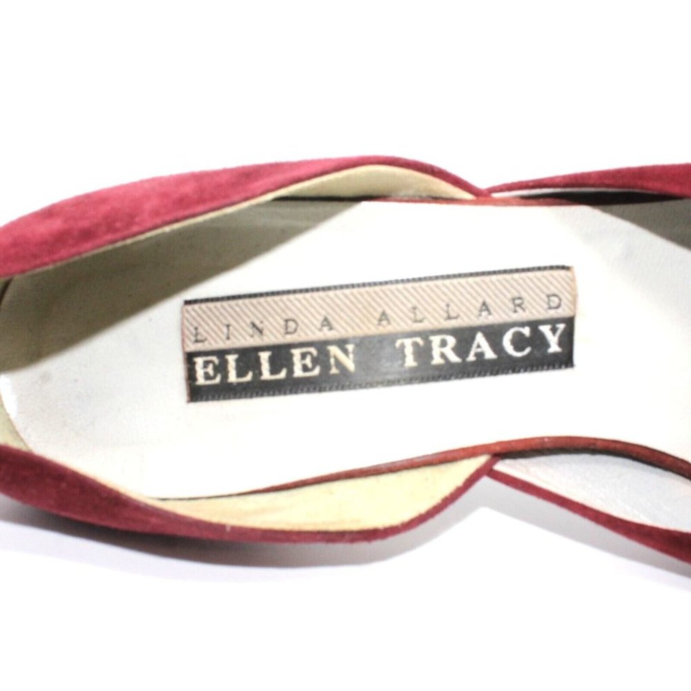 Ellen Tracy Linda Allard Womens Sz 10M Pumps Burgundy Red Suede Kitten High Heel - Picture 8 of 12